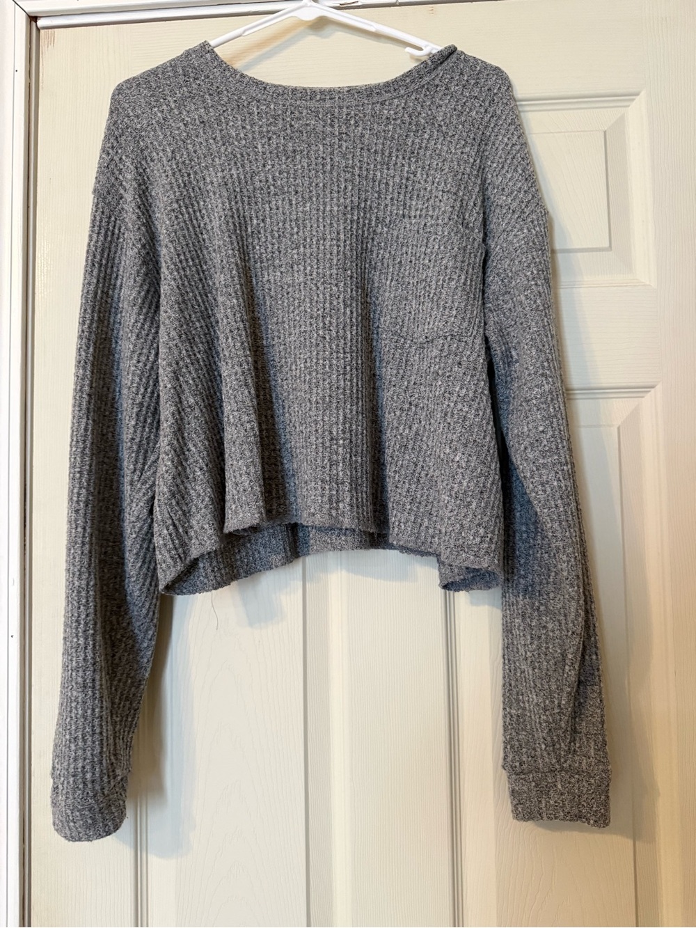 wild fable Gray Ribbed Cropped Crewneck Sweater